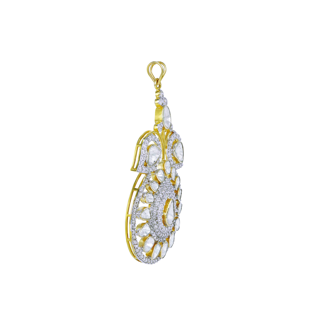 Symmetrical Polki Pendant with Pear-Shaped Diamonds